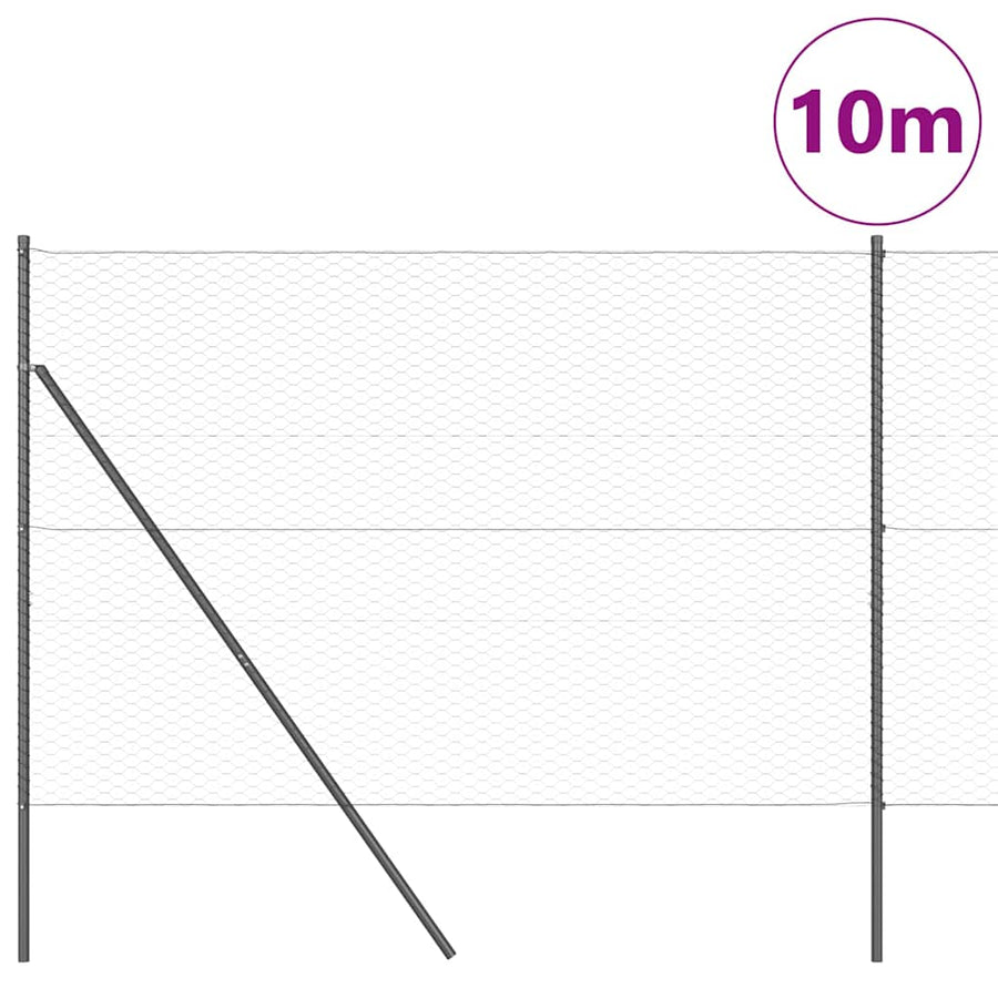Afrasteringspaal Grijs 10 x 1,6 m (36 mm gaas) Staal en PVC