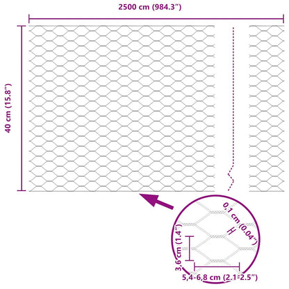 Afrasteringspaal Grijs 25 x 0,4 m (36 mm gaas) Staal en PVC