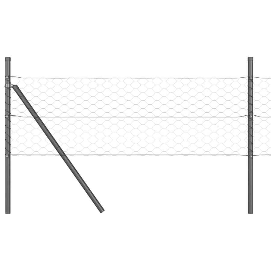 Afrasteringspaal Grijs 25 x 0,4 m (50 mm gaas) Staal en PVC