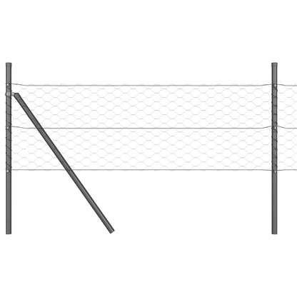Afrasteringspaal Grijs 25 x 0,6 m (50 mm gaas) Staal en PVC
