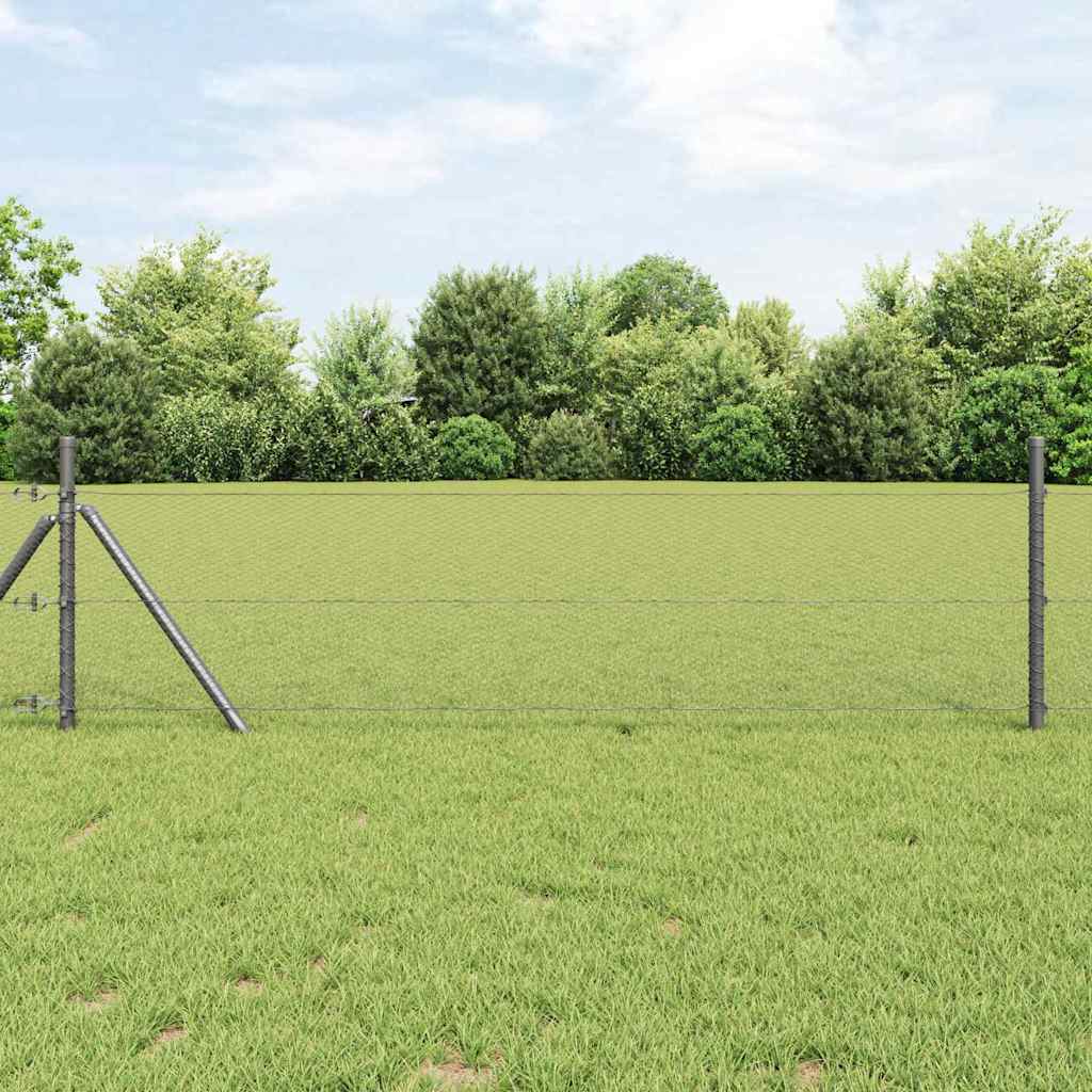 Afrasteringspaal Grijs 25 x 0,8 m (13 mm gaas) Staal en PVC