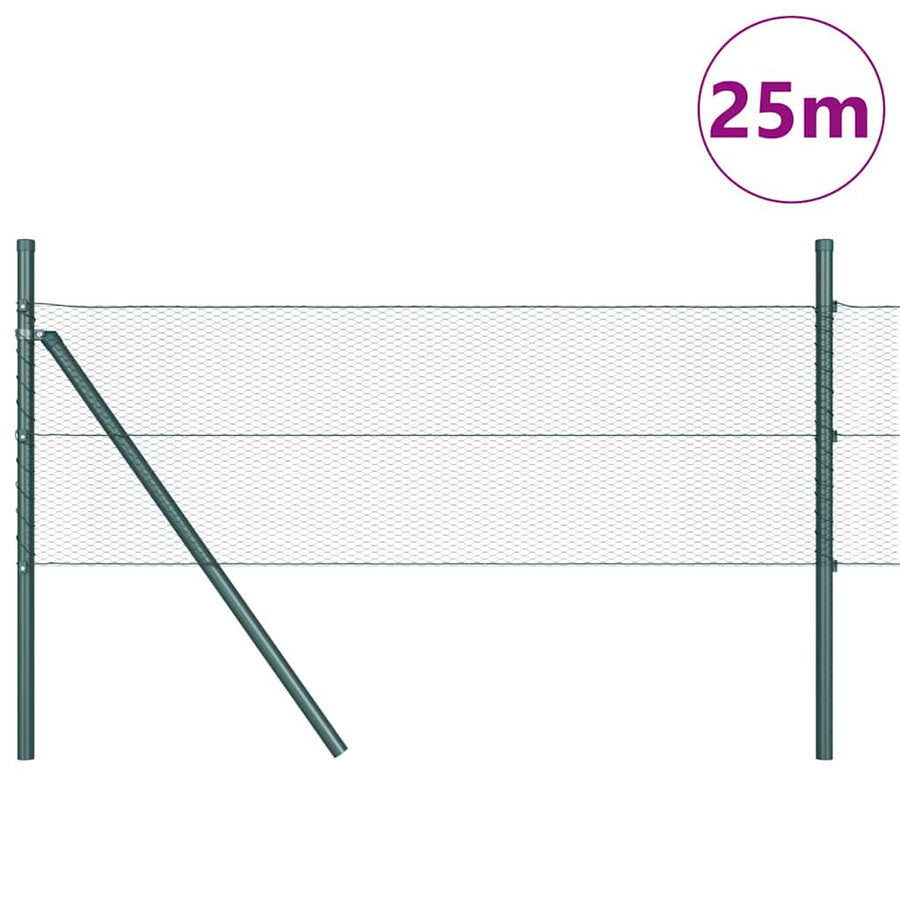 Afrasteringspaal Grijs 25 x 0,8 m (13 mm gaas) Staal en PVC