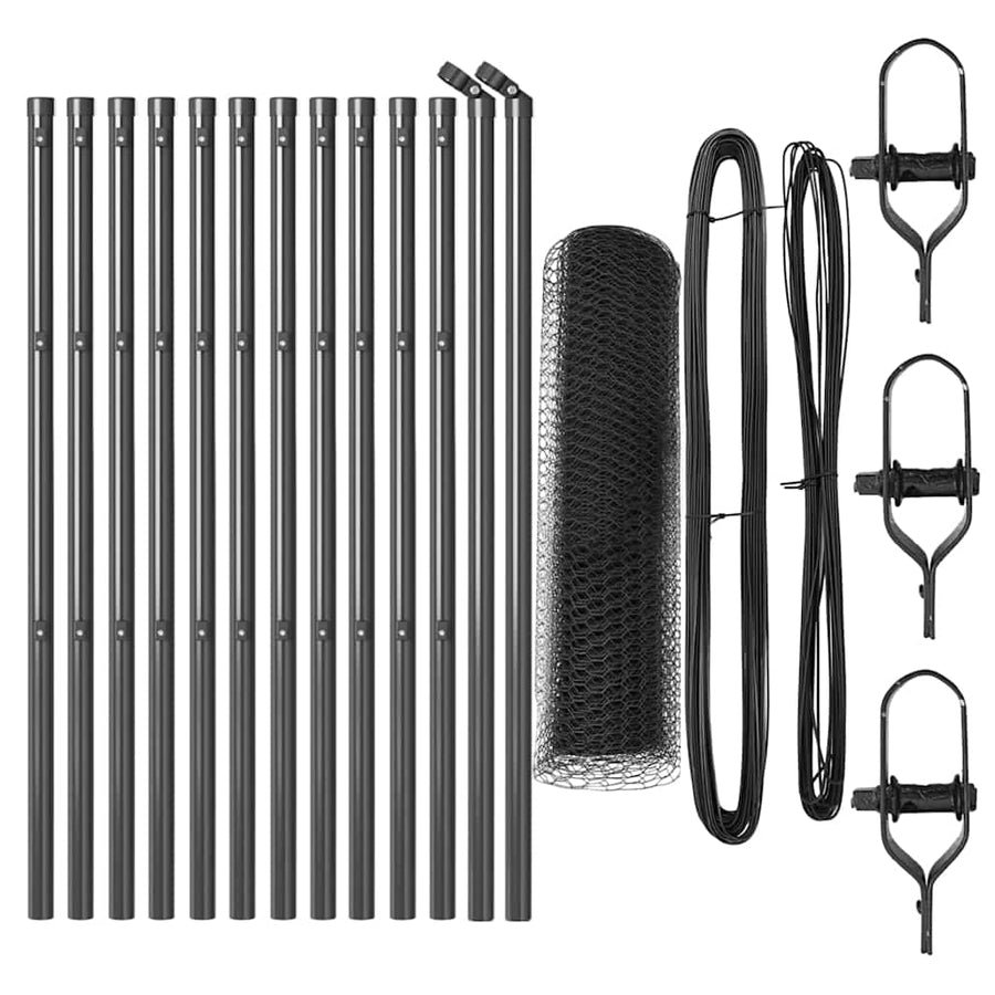 Afrasteringspaal Grijs 25 x 0,8 m (25 mm gaas) Staal en PVC
