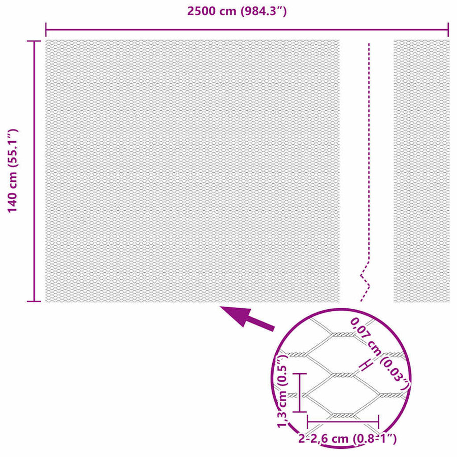 Afrasteringspaal Grijs 25 x 1,4 m (13 mm gaas) Staal en PVC