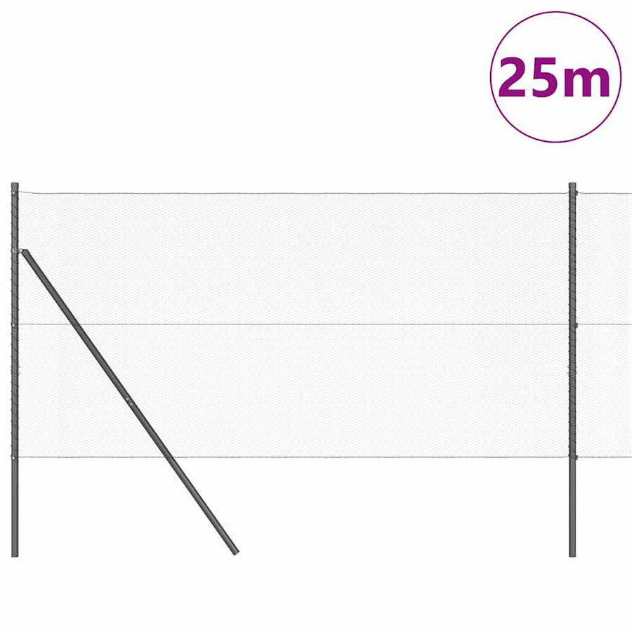 Afrasteringspaal Grijs 25 x 1,4 m (13 mm gaas) Staal en PVC