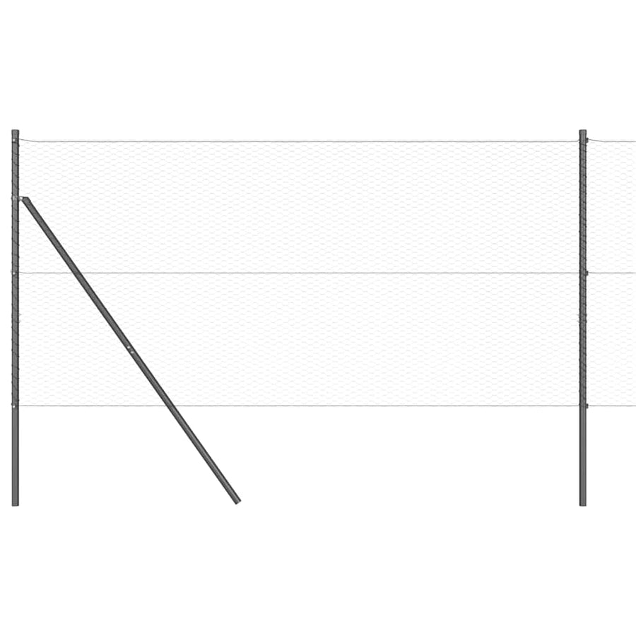 Afrasteringspaal Grijs 25 x 1,4 m (25 mm gaas) Staal en PVC