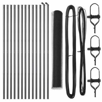 Afrasteringspaal Grijs 25 x 1,4 m (25 mm gaas) Staal en PVC