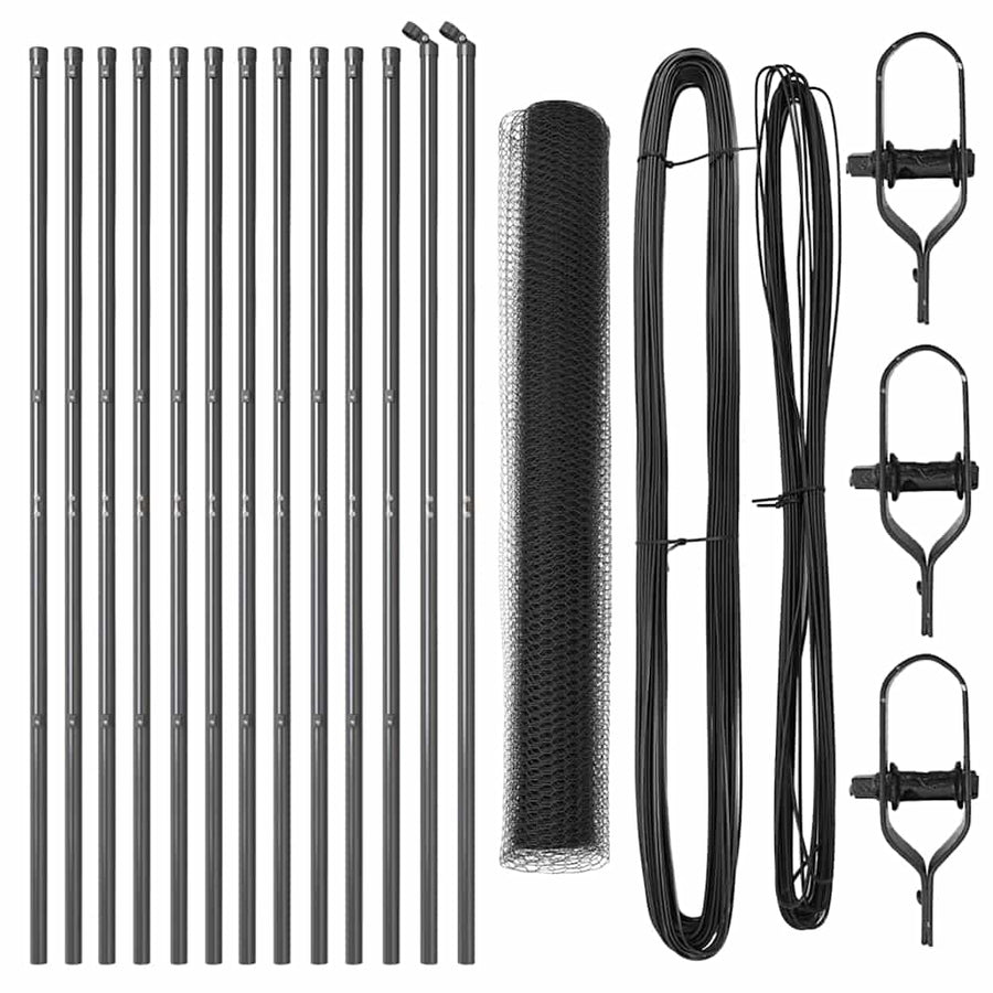 Afrasteringspaal Grijs 25 x 1,4 m (25 mm gaas) Staal en PVC
