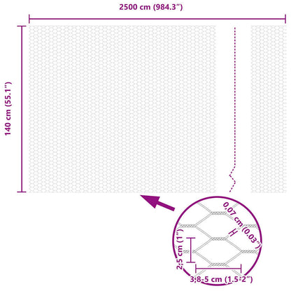 Afrasteringspaal Grijs 25 x 1,4 m (25 mm gaas) Staal en PVC