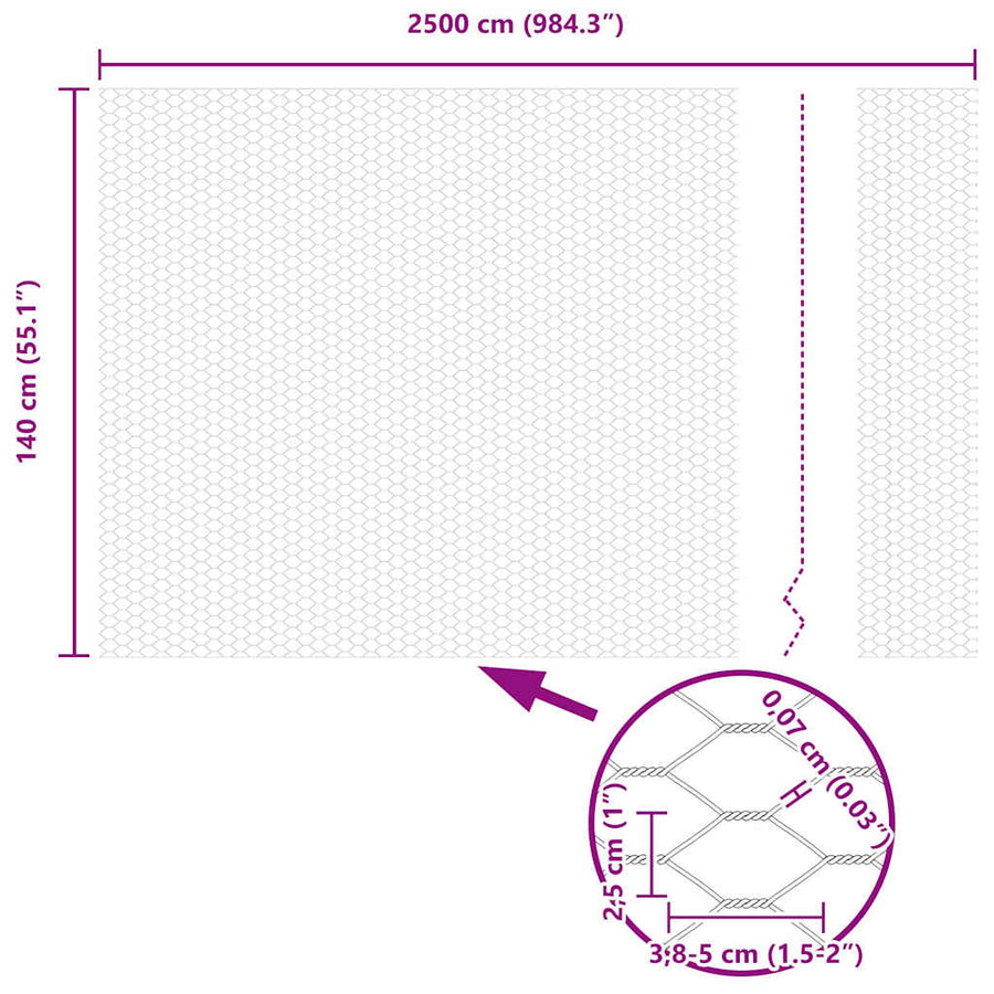 Afrasteringspaal Grijs 25 x 1,4 m (25 mm gaas) Staal en PVC