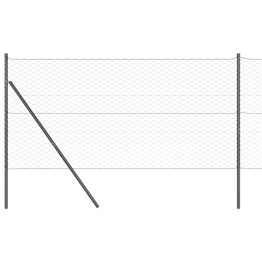Afrasteringspaal Grijs 25 x 1,4 m (50 mm gaas) Staal en PVC