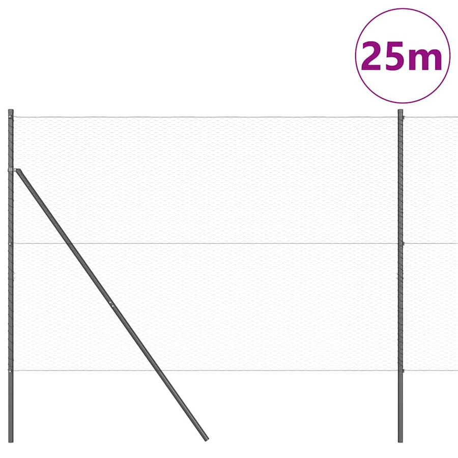 Afrasteringspaal Grijs 25 x 1,5 m (25 mm gaas) Staal