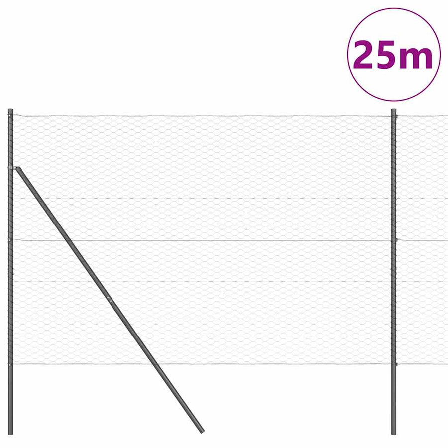 Afrasteringspaal Grijs 25 x 1,5 m (36 mm gaas) Staal
