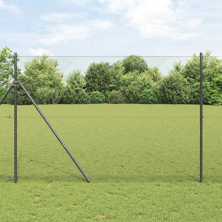 Afrasteringspaal Grijs 25 x 1,6 m (13 mm gaas) Staal en PVC