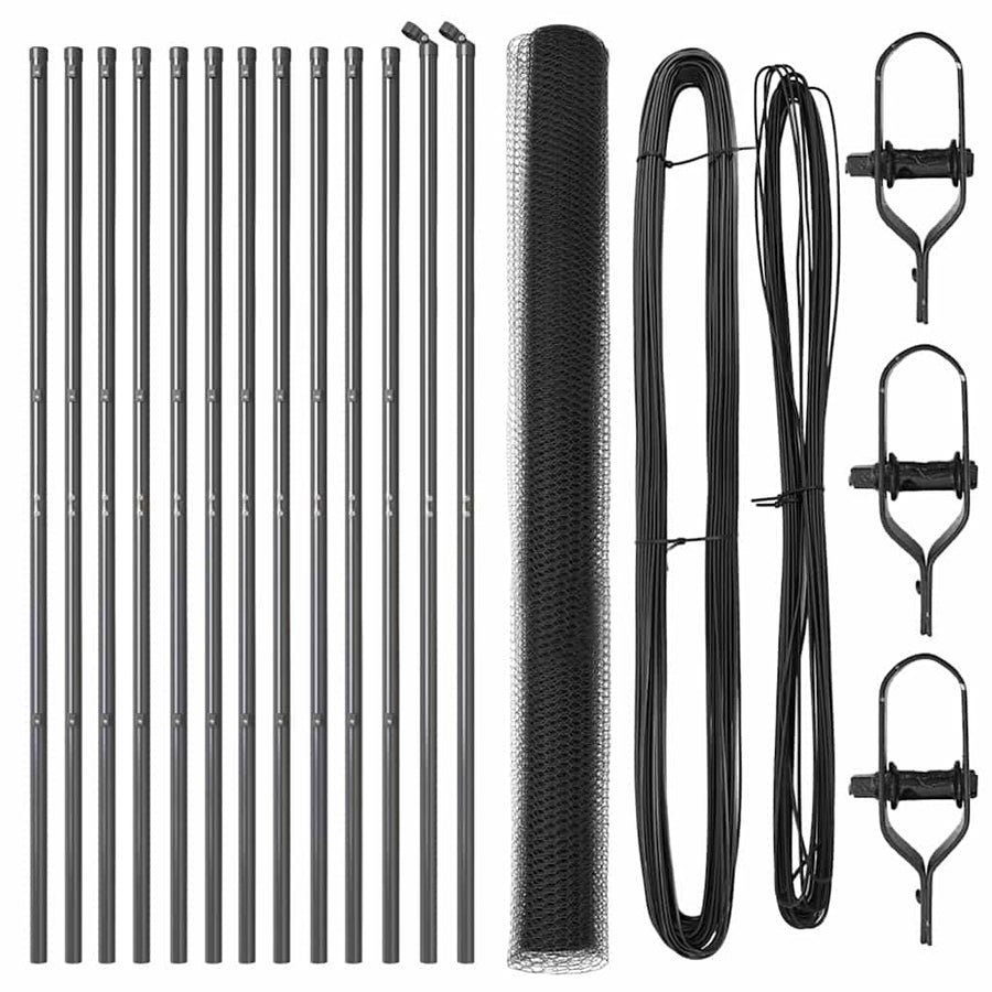 Afrasteringspaal Grijs 25 x 1,6 m (13 mm gaas) Staal en PVC