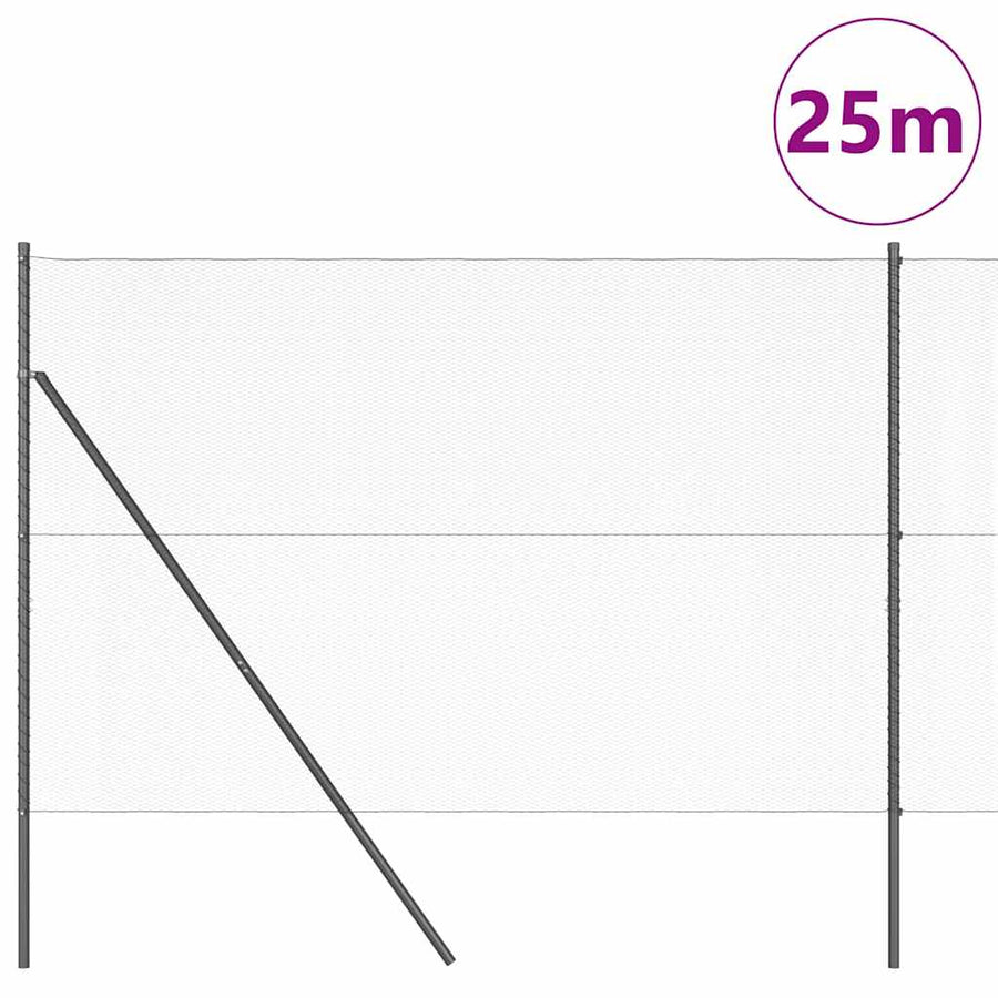 Afrasteringspaal Grijs 25 x 1,6 m (13 mm gaas) Staal en PVC