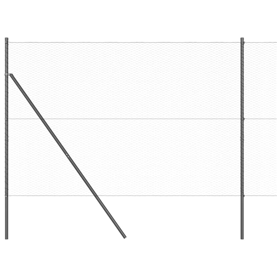 Afrasteringspaal Grijs 25 x 1,6 m (25 mm gaas) Staal en PVC