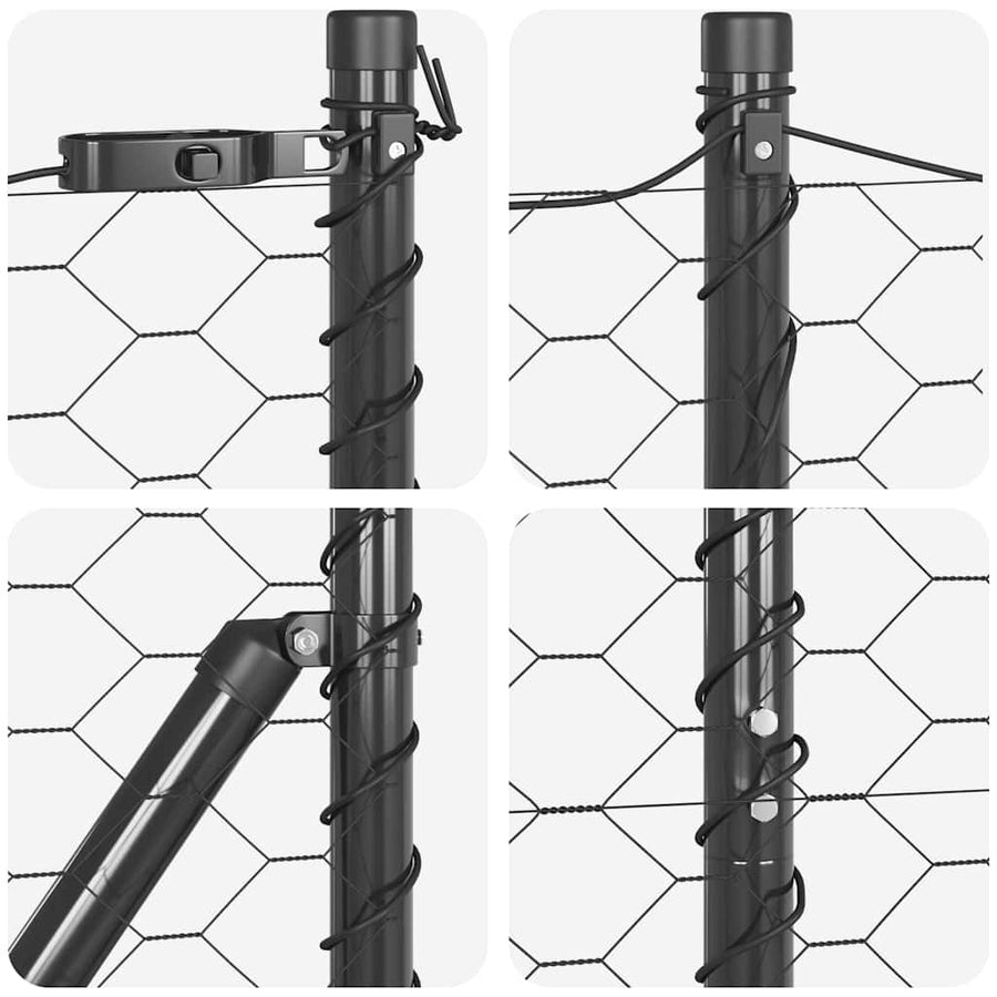 Afrasteringspaal Grijs 25 x 1,6 m (50 mm gaas) Staal en PVC