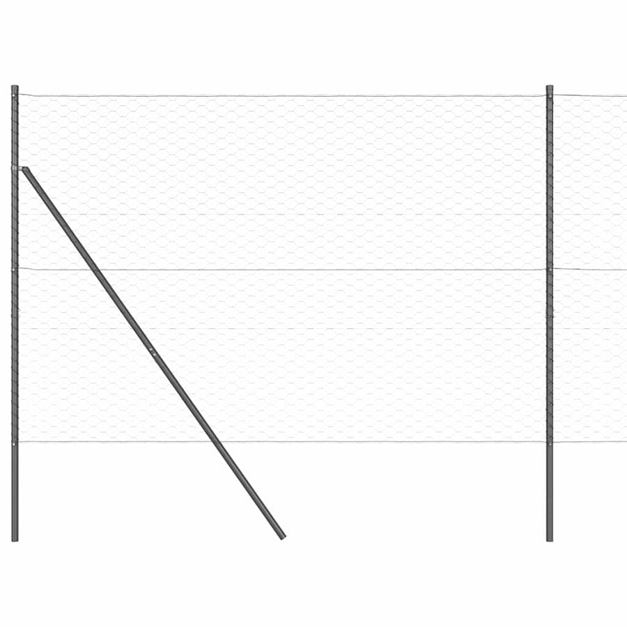 Afrasteringspaal Grijs 25 x 1,6 m (50 mm gaas) Staal en PVC