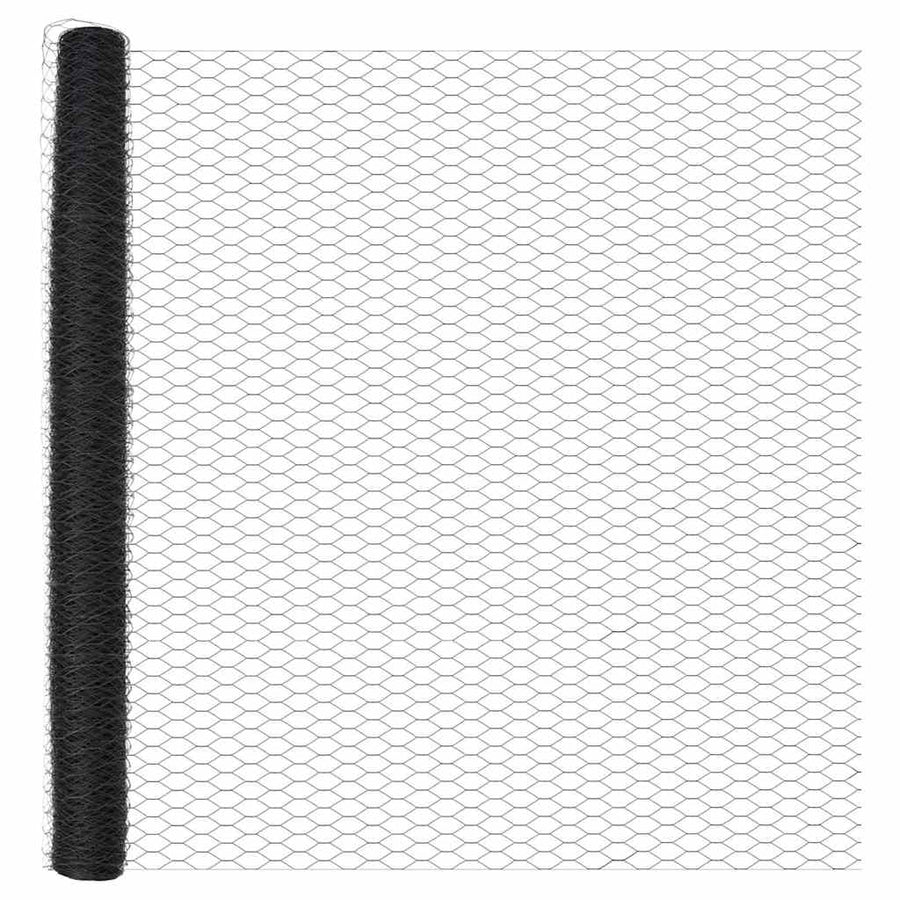 Afrasteringspaal Grijs 25 x 1,6 m (50 mm gaas) Staal en PVC