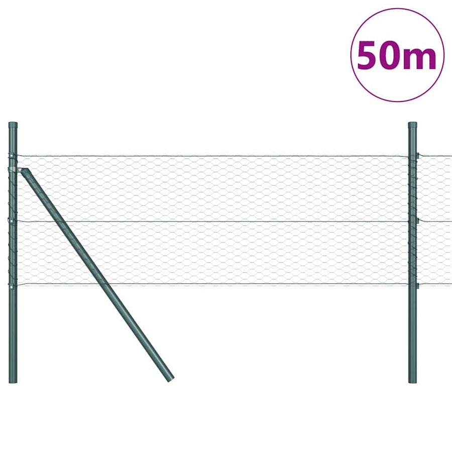 Afrasteringspaal Grijs 50 x 0,8 m (25 mm gaas) Staal en PVC