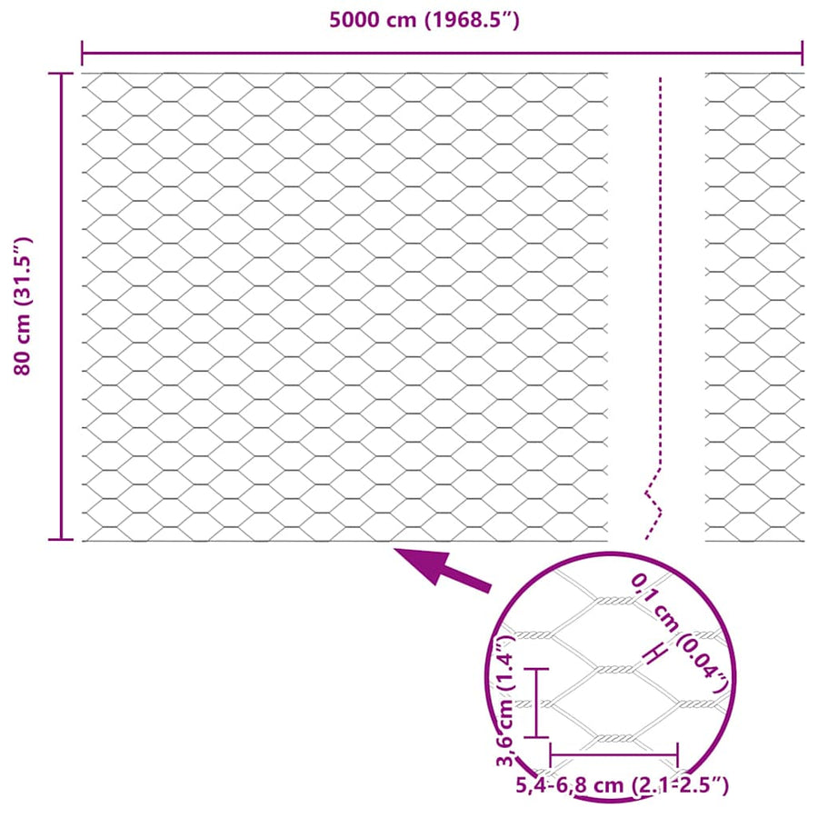 Afrasteringspaal Grijs 50 x 0,8 m (36 mm gaas) Staal en PVC