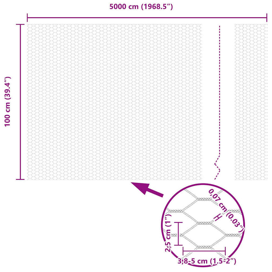 Afrasteringspaal Grijs 50 x 1 m (25 mm gaas) Staal en PVC