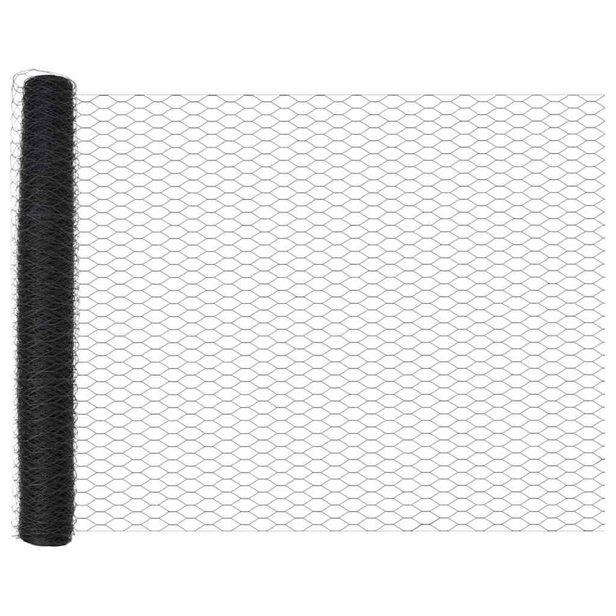 Afrasteringspaal Grijs 50 x 1,2 m (50 mm gaas) Staal en PVC