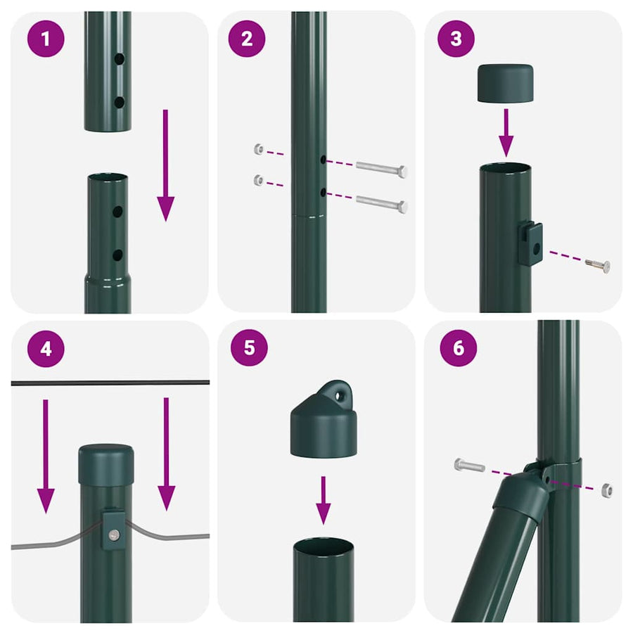Afrasteringspaal Grijs 50 x 1,4 m (25 mm gaas) Staal en PVC