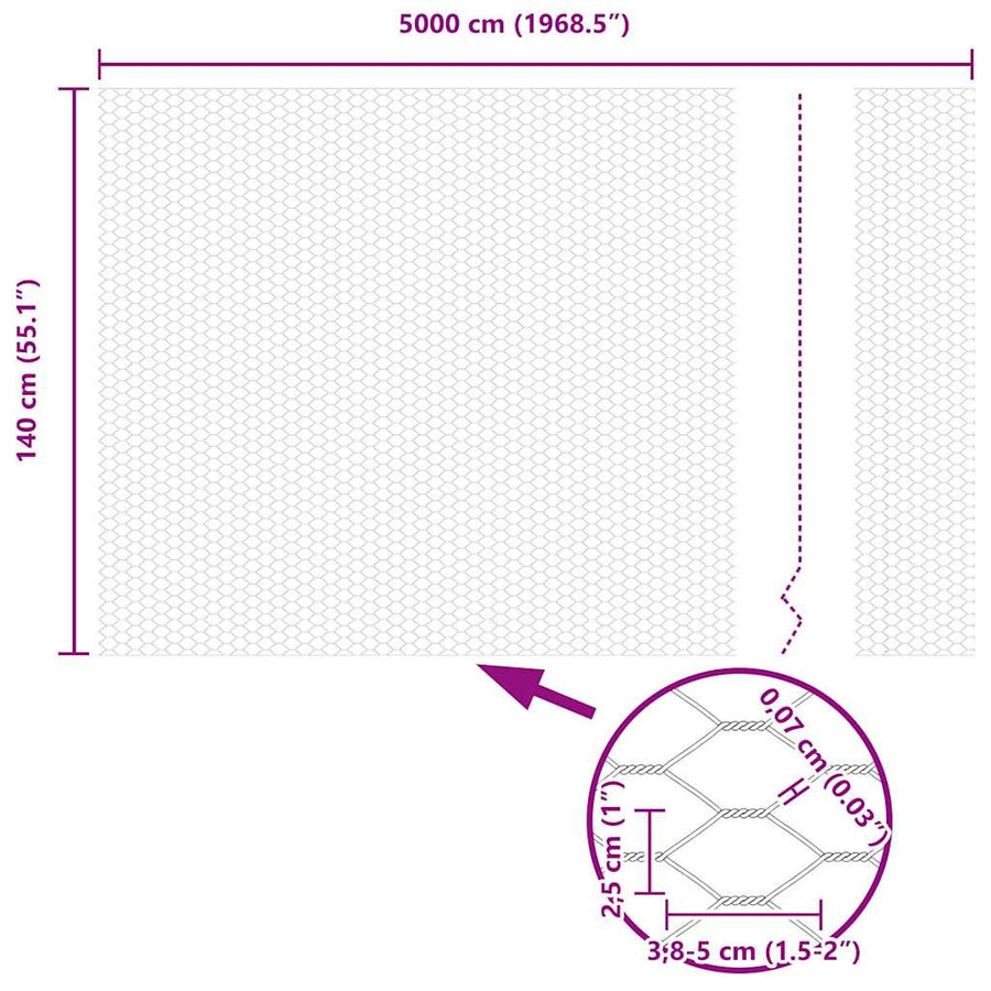 Afrasteringspaal Grijs 50 x 1,4 m (25 mm gaas) Staal en PVC