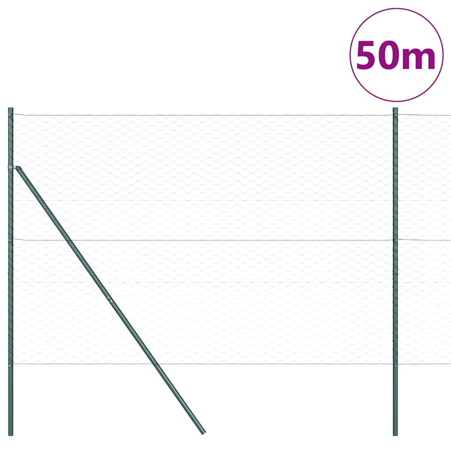 Afrasteringspaal Grijs 50 x 1,5 m (50 mm gaas) Staal en PVC