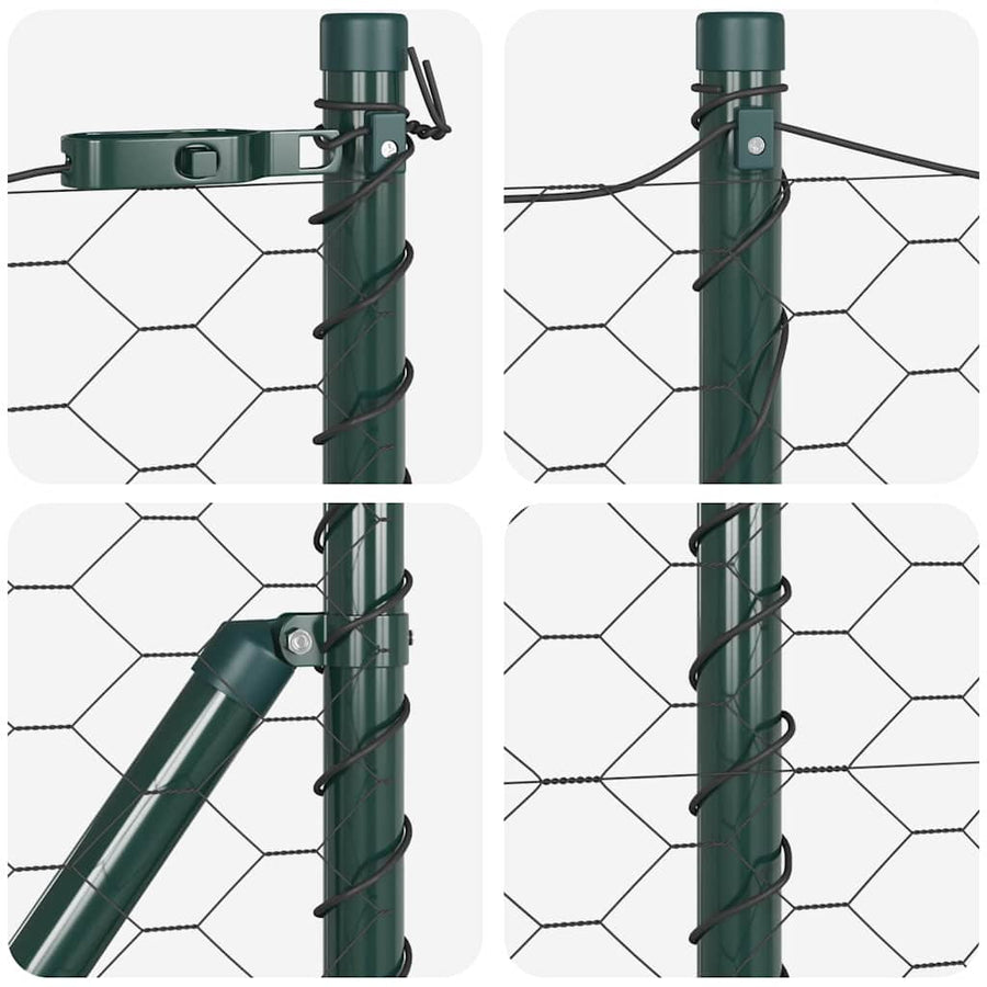 Afrasteringspaal Grijs 100 x 0,6 m (50 mm gaas) Staal en PVC