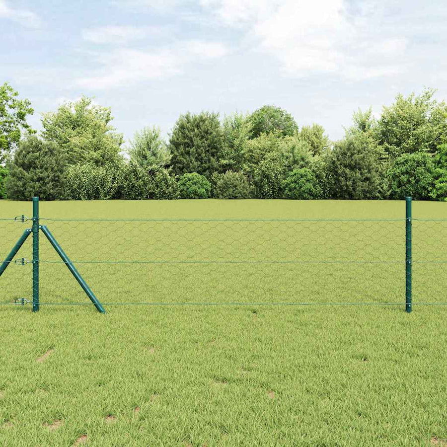 Afrasteringspaal Grijs 100 x 0,6 m (50 mm gaas) Staal en PVC