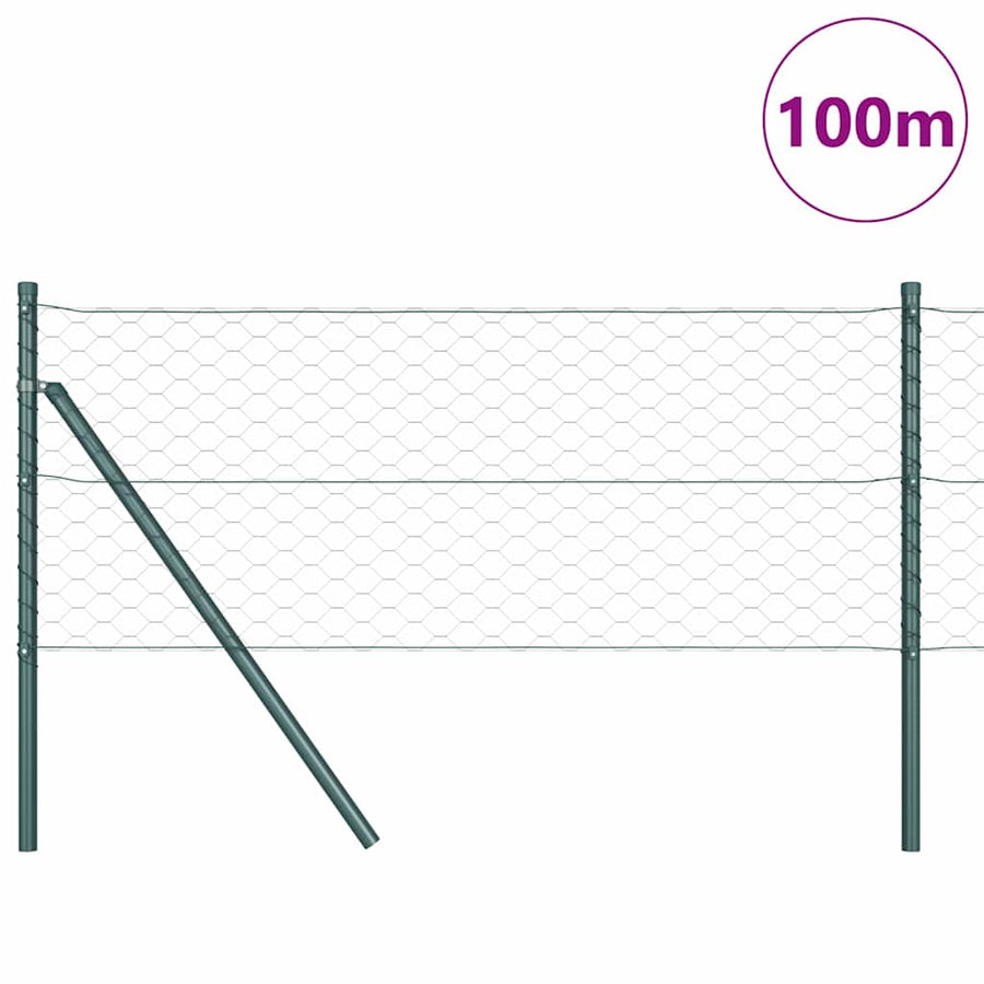 Afrasteringspaal Grijs 100 x 0,6 m (50 mm gaas) Staal en PVC