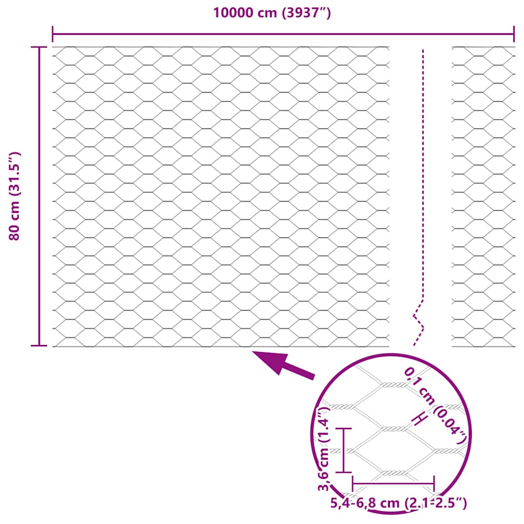 Afrasteringspaal Grijs 100 x 0,8 m (36 mm gaas) Staal en PVC