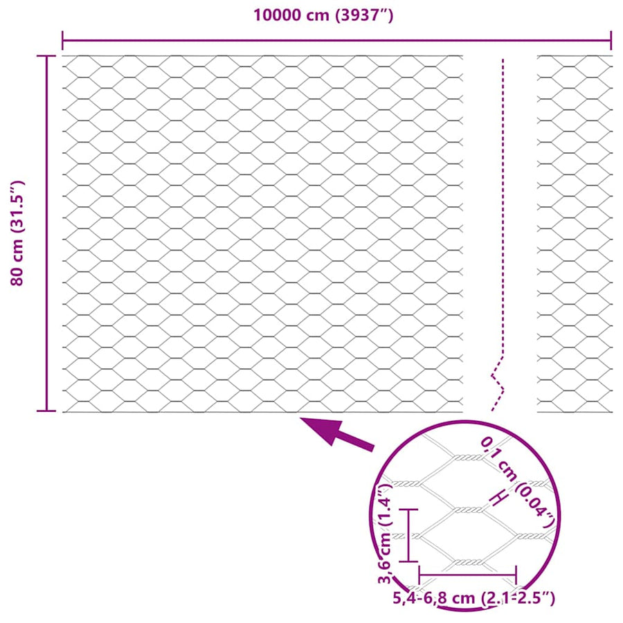Afrasteringspaal Grijs 100 x 0,8 m (36 mm gaas) Staal en PVC
