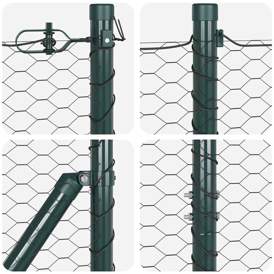 Afrasteringspaal Grijs 100 x 1 m (25 mm gaas) Staal en PVC