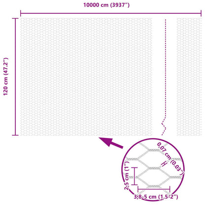 Afrasteringspaal Grijs 100 x 1,2 m (25 mm gaas) Staal en PVC