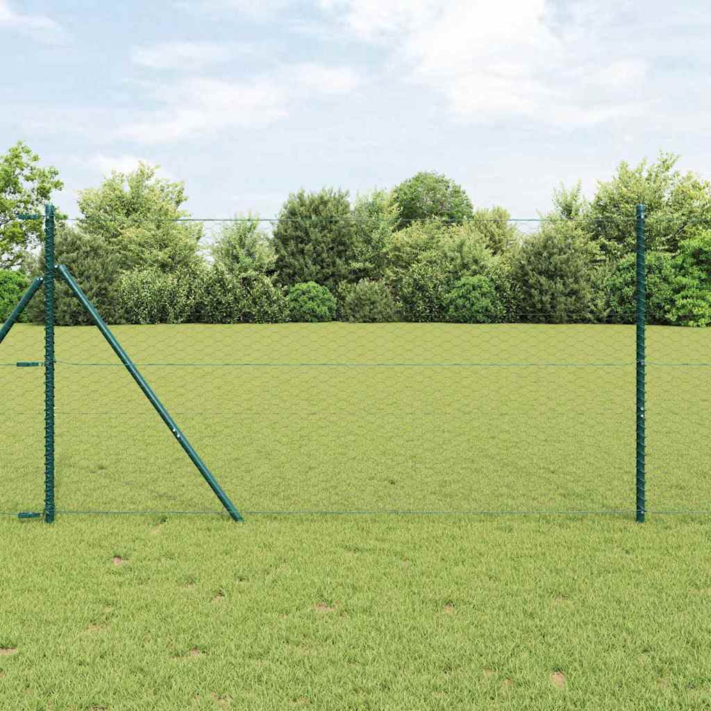 Hecke Met Palen 1.4 X 100 M Pvc-Gecoat Staal Grijs 100 x 1.4 m (36 mm gaas) Grondfixatie