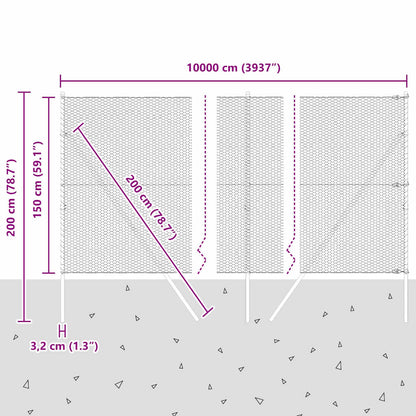 Afrasteringspaal Grijs 100 x 1,5 m (25 mm gaas) Staal en PVC