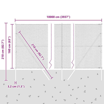 Afrasteringspaal Grijs 100 x 1,6 m (25 mm gaas) Staal en PVC