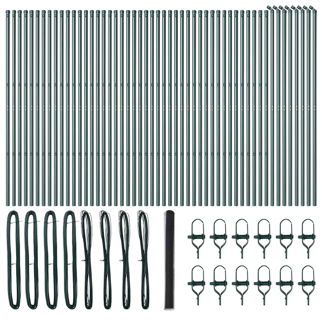 Afrasteringspaal Grijs 100 x 1,6 m (50 mm mazen) Staal en PVC