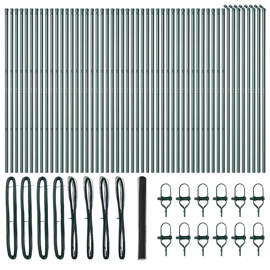 Afrasteringspaal Grijs 100 x 1,6 m (50 mm mazen) Staal en PVC