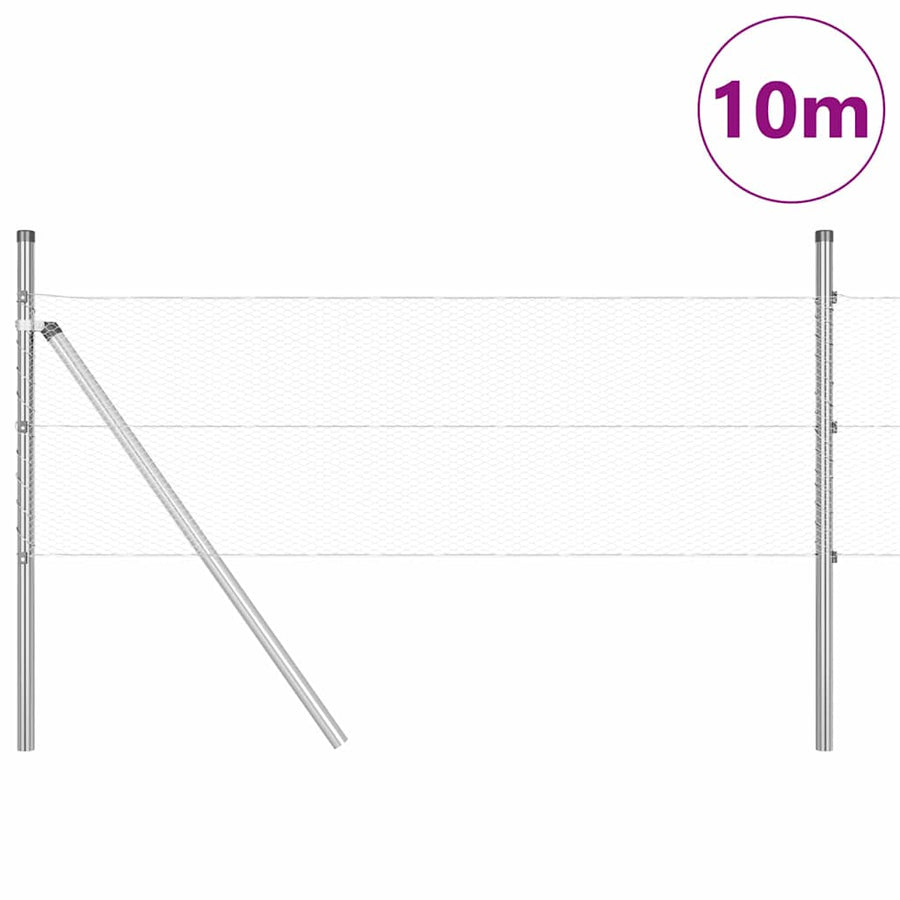 Afrasteringspaal Zilver 10 x 0,4 m (13 mm gaas) Staal