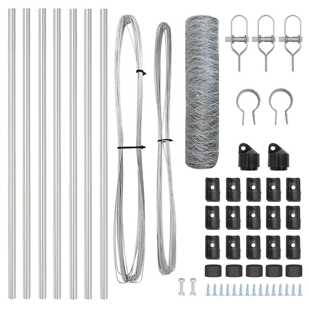 Afrasteringspaal Zilver 10 x 0,4 m (50 mm mesh) Staal
