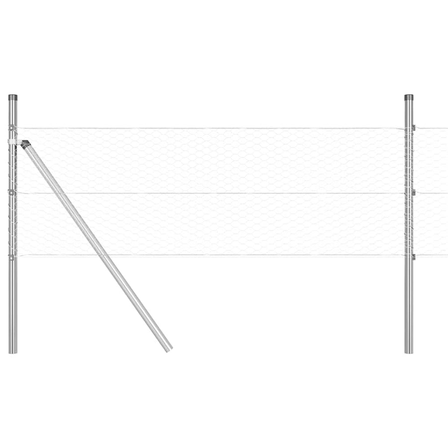 Afrasteringspaal Zilver 10 x 0,5 m (25 mm gaas) Staal