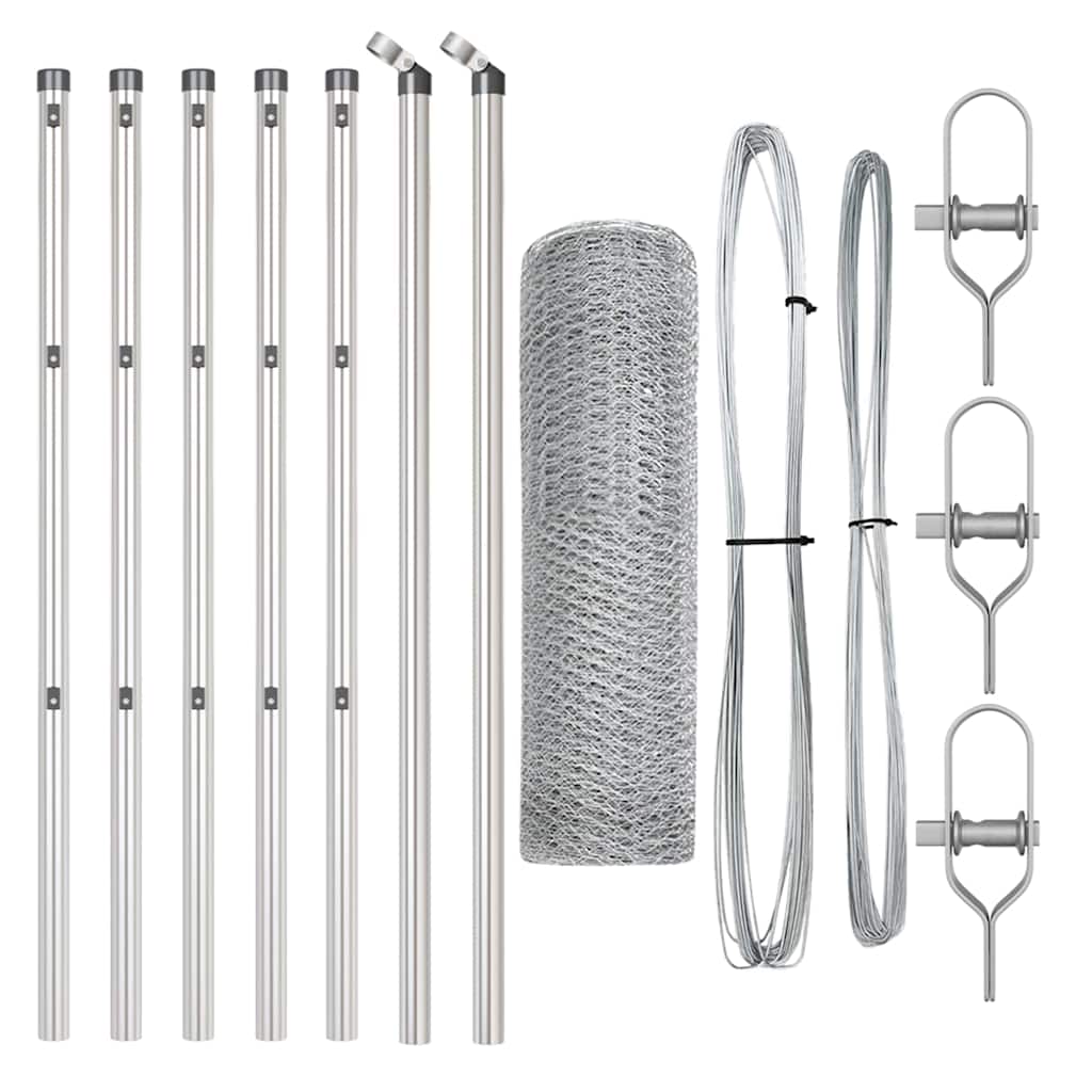 Afrasteringspaal Zilver 10 x 0,5 m (25 mm gaas) Staal
