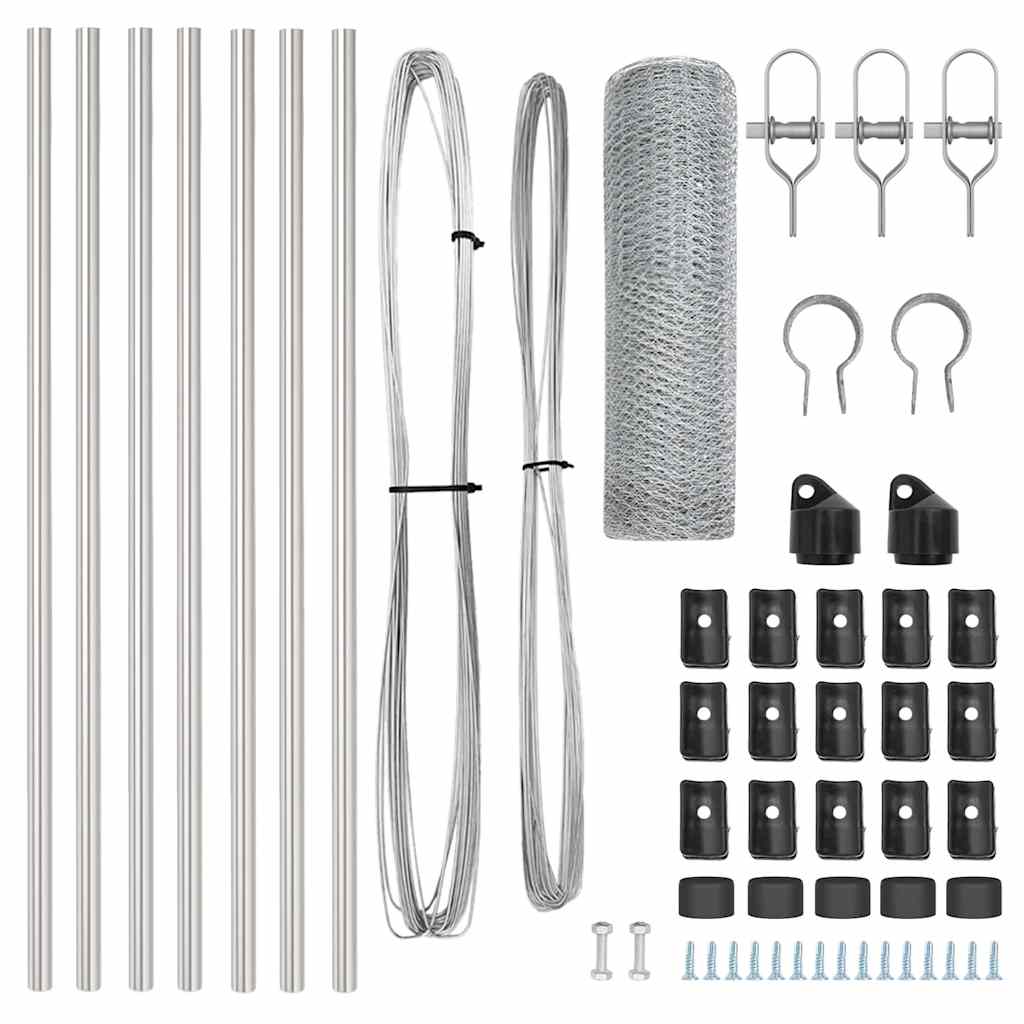 Afrasteringspaal Zilver 10 x 0,5 m (25 mm gaas) Staal