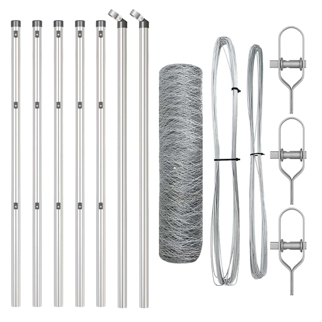 Afrasteringspaal Zilver 10 x 0,5 m (36 mm gaas) Staal