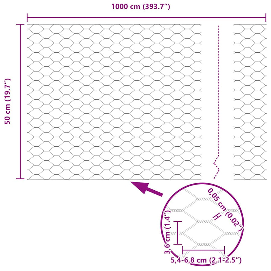 Afrasteringspaal Zilver 10 x 0,5 m (36 mm gaas) Staal